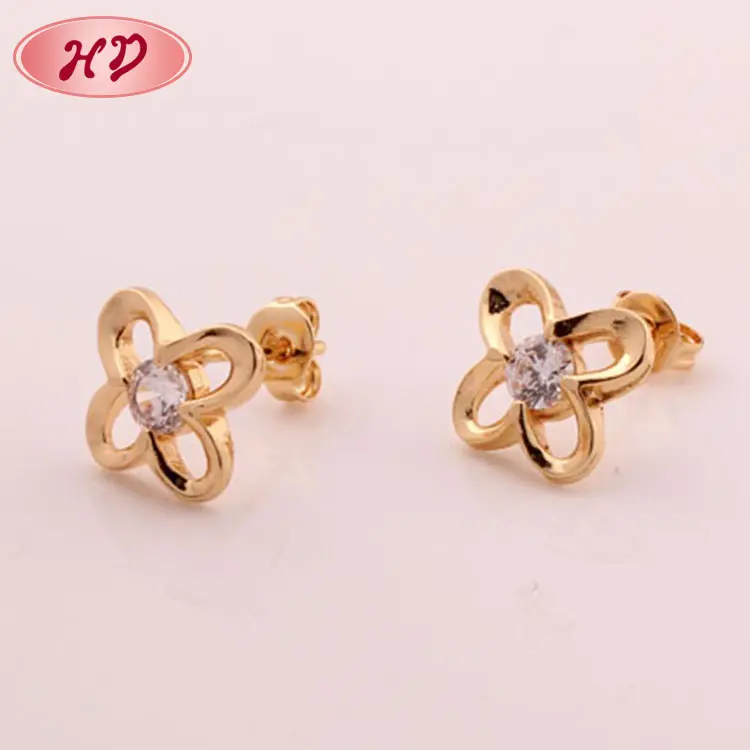 2017 Fashion Hot Sale Stylish Gold Plated Shaped Crysta CZ Stud Earrings for Women Jewelry