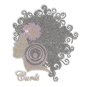 Fille Afro rose Sexy de haute qualité avec transfert de <span class=keywords><strong>strass</strong></span> de <span class=keywords><strong>cheveux</strong></span> noirs pour vêtements taille 10" - Product Image 6