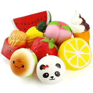 9 Pieces kids fruit toys Jumbo Squishies Fruit and Burger combination Toys (Lemon, Strawberry, Watermelon, Pineapple, Peach
