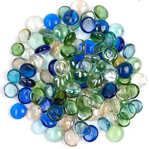 17-19MM Mix Colors Wholesale Colorful Flat Glass Beads For Fire Pit