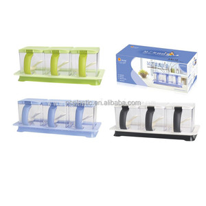 550ml 3 Part Square Entertainment Set <strong>Sessoning</strong> Rack Spice Pots with Serving Spoons - Product Image 1