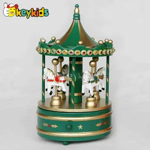 2016 wholesale baby wooden carousel music box, christmas kids wooden carousel music box, wooden carousel music box W07B010A