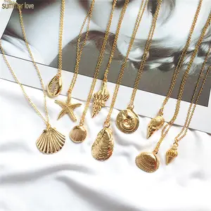 2019 для женщин модные золотые Каури воротник ракушка Морская звезда раковины кулон на длинной цепочке ожерелье ювелирные изделия