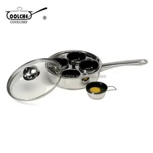 Alat Pemasak Telur dan Pemasak Telur Stainless Steel dengan 4 Buah Cangkir Anti Lengket