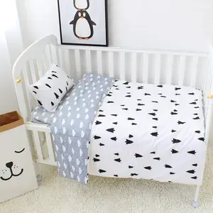 woodland print cotton nursery crib baby quilt blanket pillow cover bedding 3 piece sets for boys girls