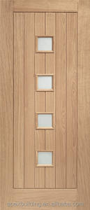 Porte en bois simple pour salle <span class=keywords><strong>de</strong></span> bain, porte en verre encadrée <span class=keywords><strong>de</strong></span> bois, porte intérieure en bois massif en chêne bon marché - Product Image 2