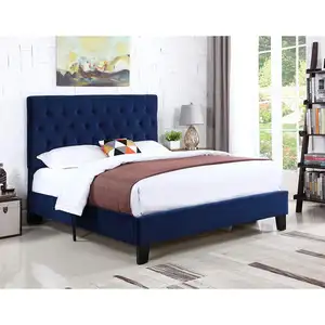 Pavo azul terciopelo tapicería cama marco 160x200 en una caja