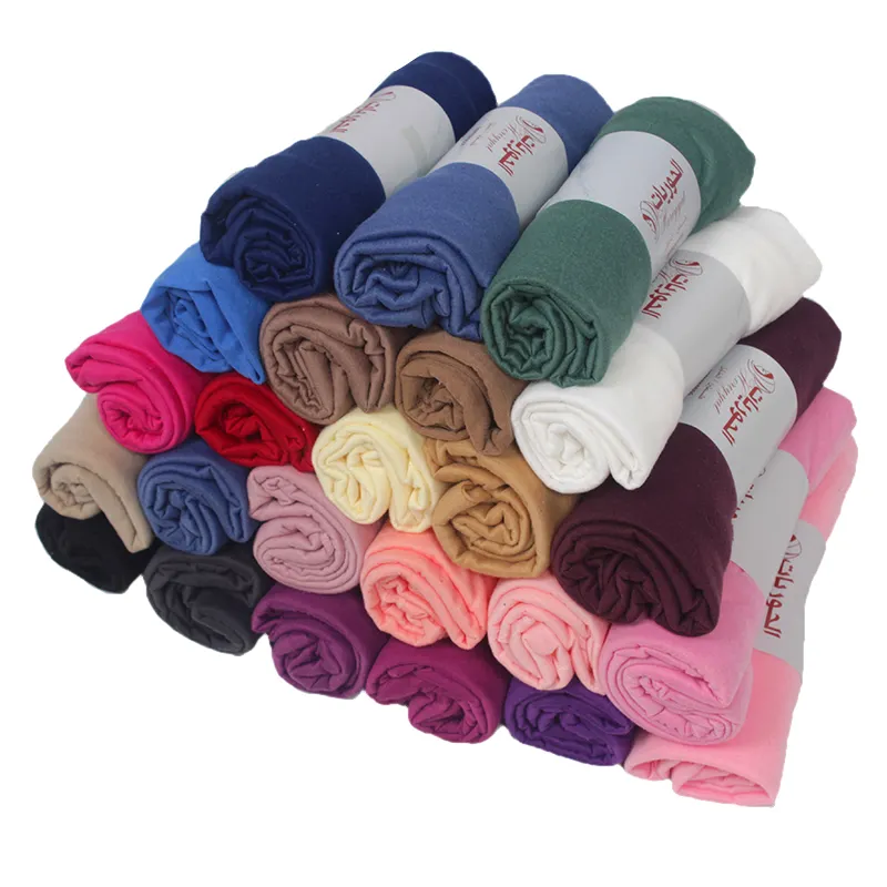 60*160Cm Size Long Hijab Stretch Shawl Wraps Women Scarves Solid Color Plain Jersey Scarf