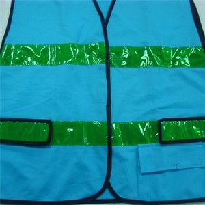 de trabajo desgaste vis tejido de fibra de carbono verde <span class=keywords><strong>banda</strong></span> reflectante <span class=keywords><strong>azul</strong></span> de advertencia de poliéster chaleco - Product Image 4