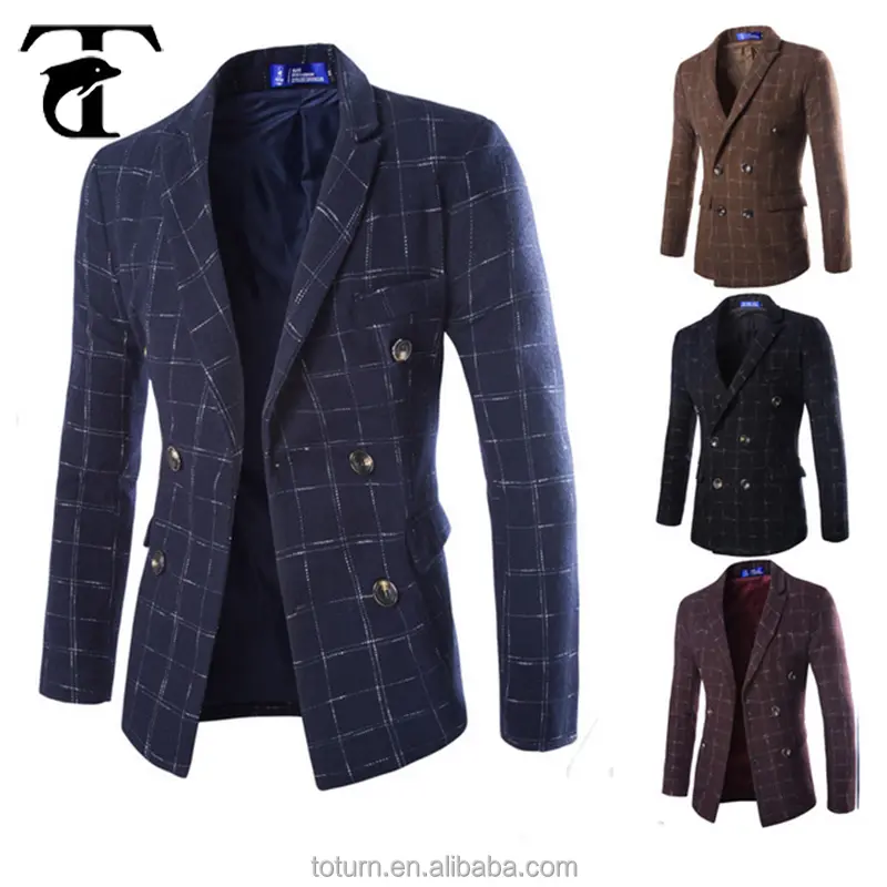 2017 El más nuevo cómodo tejido de lana al por mayor fábrica de OEM color combinación italiano Slim equipado chaquetas Casual para hombres