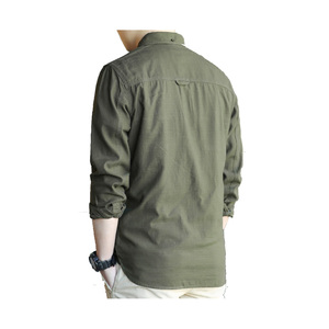 MJ sartoriale <span class=keywords><strong>camicia</strong></span> da esterno per uomo bassa MOQ tinta unita con doppia tasca verde <span class=keywords><strong>camicia</strong></span> da uomo lavoratore - Product Image 2