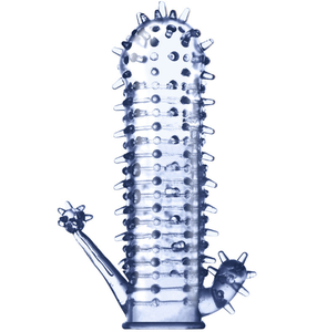 Weich gummi Penis Ärmel Spiked Dildo Extension Kondome Kristall Dildo Ärmel Männer <span class=keywords><strong>Sex</strong></span> Delay Kondom 4*13cm
