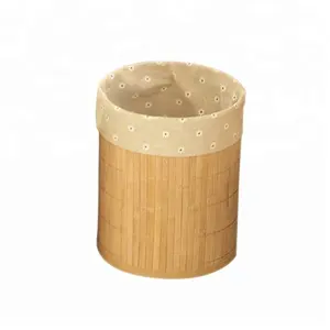 Lata de lixo redonda de bambu, cesto de lixo pequeno, lixeira para banheiros, cozinhas, escritórios domésticos, salas de artesanato e mais