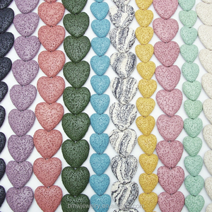 Wholesale Colorful Flat Large Heart Shape Lava Beads Volcanic Rock Loose Beads