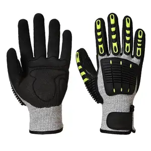HUAYI Cut Protection A5 Sandy Nitrile Coated Glove Cut Resistant TPR Impact Gloves