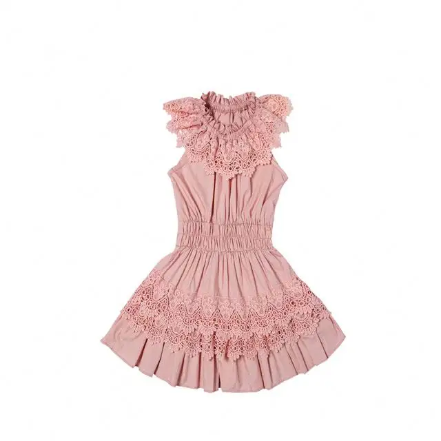 Wholesale Summer Beach Baby Girl Wedding Dress Party Wear Lace Dress Boutique Kids Beautiful Model Dresses