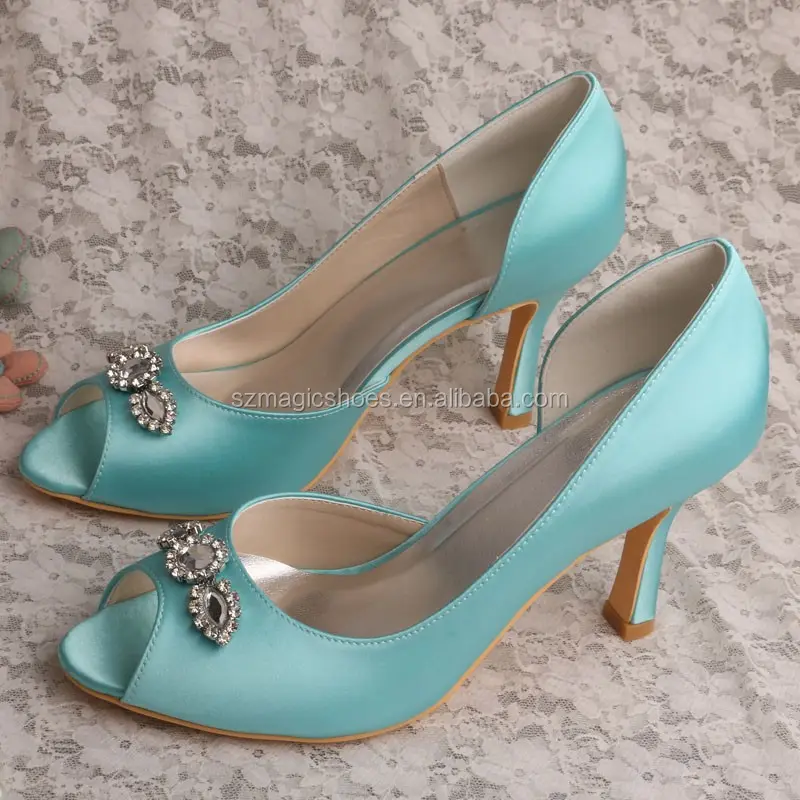 (22 Colors) Satin Mint Green Women Shoes with Open Toe