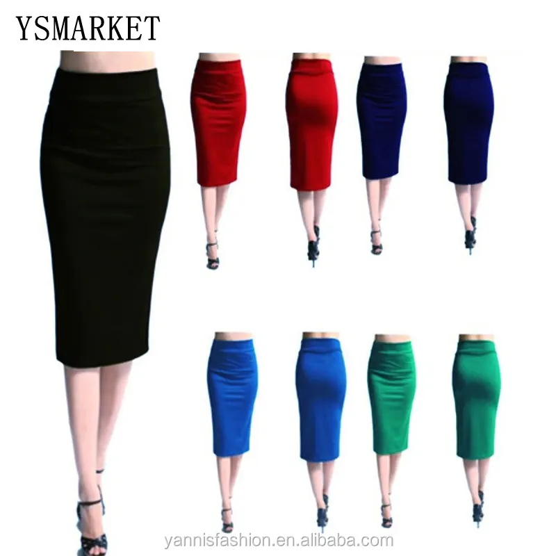 Taille haute jupe crayon grande taille serré moulante mode femmes jupe mi-longue rouge noir fente femmes jupe mode Jupe Femme S - 2XL