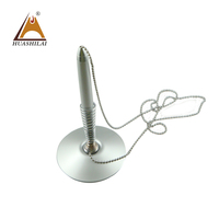 Support de bureau en métal avec logo personnalisé, socle publicitaire élégant avec chaîne pour stylos à bille, pour utilisation sur le comptoir de banque