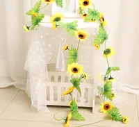 Fa-ke חמניות קשת מרפסת מלאכותי גפן תליית צמחים ירוק עלים חי קיר DIY מסיבת בית תפאורה גדרות חתונה