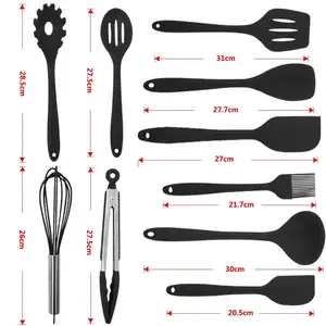 10 قطعة مقاومة للحرارة سيليكون ملعقة مجموعة أدوات المطبخ - Product Image 5