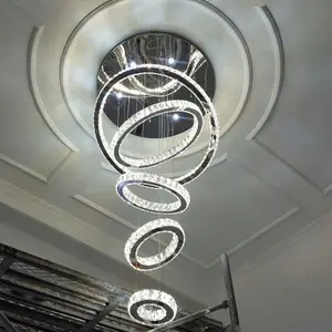シャンデリア天井高級k9クリスタルリング照明4Mアートシャンデリアホテルロビークリスタルランプ大型クリスタルシャンデリア