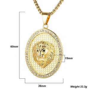 <span class=keywords><strong>Collana</strong></span> all'ingrosso in acciaio inossidabile placcato oro 18K pavimentata zircone diamante testa di <span class=keywords><strong>leone</strong></span> <span class=keywords><strong>ciondolo</strong></span> in oro - Product Image 2