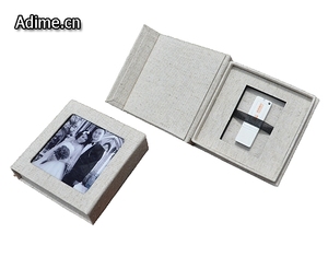 Wood grain Special Paper USB Flash Drive Magnet Packaging Gift Box