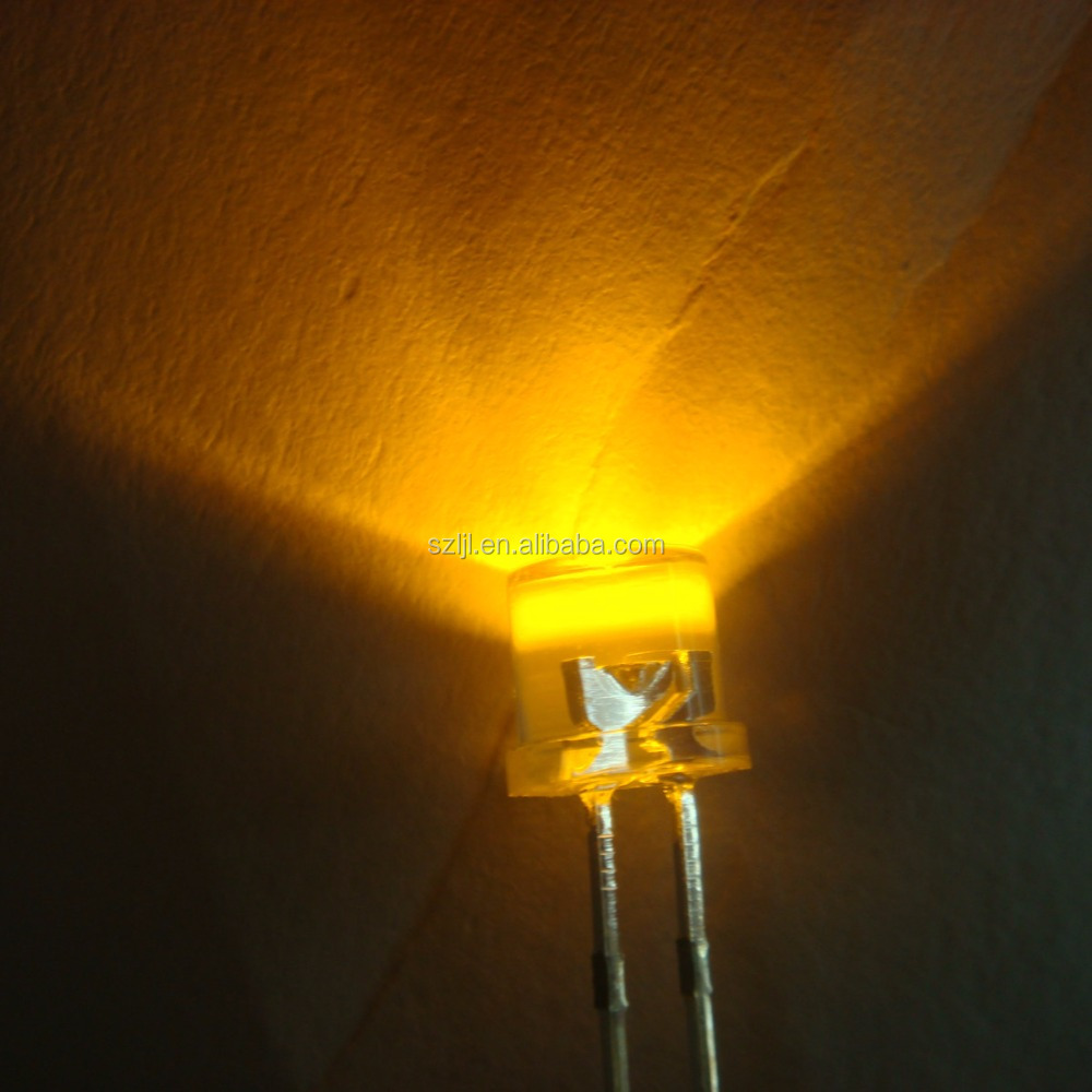 5 мм плоский чип светодиодный Диод широкоугольный луч Янтарный светоизлучающий диод