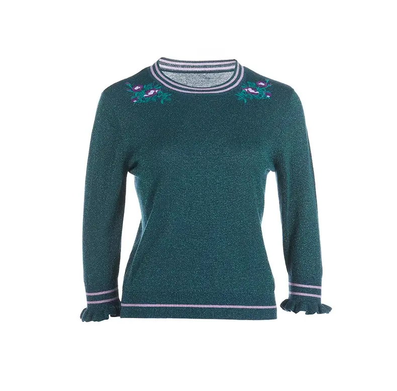 Customize Women Knit Sweater Long Sleeve O-Neck Embroidery Pullover Knitwear Sweater Knitted Clothes