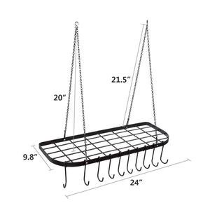 Organisateur de casseroles <span class=keywords><strong>suspendu</strong></span> en <span class=keywords><strong>fer</strong></span> <span class=keywords><strong>forgé</strong></span> noir pour cuisine, support de plafond pour ustensiles de cuisine, supports de rangement - Product Image 3