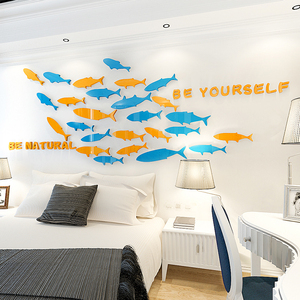 Autocollant mural <span class=keywords><strong>de</strong></span> <span class=keywords><strong>miroir</strong></span> <span class=keywords><strong>de</strong></span> <span class=keywords><strong>salle</strong></span> <span class=keywords><strong>de</strong></span> <span class=keywords><strong>bain</strong></span> étanche 3d Art Custom Cartoon Fish Bathroom - Product Image 4