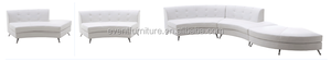 أريكة مقطعية حديثة وحدات من الجلد الاصطناعي الأبيض للشقق ومراكز التسوق - Product Image 3