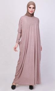 Girocollo musulmano da donna <span class=keywords><strong>con</strong></span> entrambe le tasche laterali manica ad ala <span class=keywords><strong>a</strong></span> <span class=keywords><strong>pipistrello</strong></span> <span class=keywords><strong>maniche</strong></span> aderenti gomito verso il basso da donna <span class=keywords><strong>a</strong></span> righe Kaftan Abaya <span class=keywords><strong>abito</strong></span> <span class=keywords><strong>lungo</strong></span> - Product Image 4
