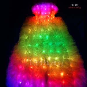 Costume de danse arabe sexy et tendance, robe de mariée LED, jupe longue LED, robe de soirée LED, vêtements de scène, robes pour filles - Product Image 3