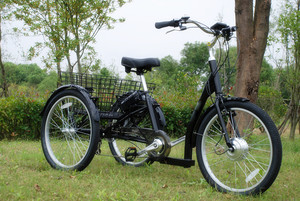 Tricycle Cargo à <span class=keywords><strong>3</strong></span> <span class=keywords><strong>roues</strong></span> pour femmes en acier et alliage d'aluminium, bicyclette à 7 vitesses, GW 7019E, 24 pouces - Product Image 3
