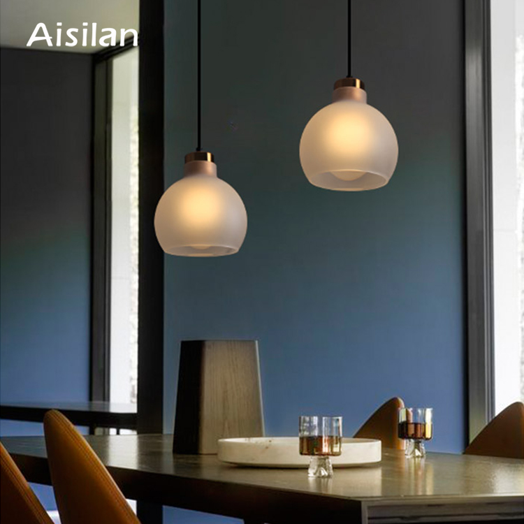 Aisilan Restoran Dekoratif Ruang Tamu Emas Balon Putih Gelembung Bola Kaca Lampu Gantung Lampu Led Pendant Light