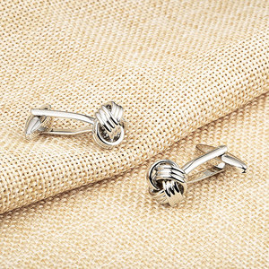 Gemelli con nodo di seta di rame di gioielli da uomo di buona qualità a buon mercato all'ingrosso - Product Image 6