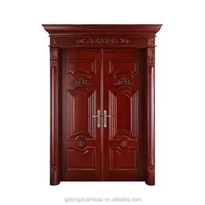 Solid wood double door 1600 design sunmica double leaf stores flush design front wooden door