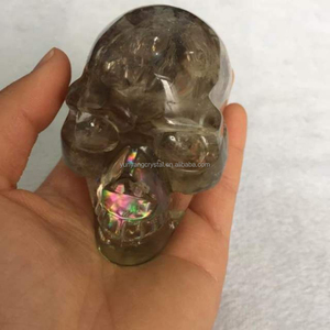 Encantadora Cráneo de Cristal de Citrino Arcoíris Hecha a Mano de Tamaño Real en Venta - Product Image 2