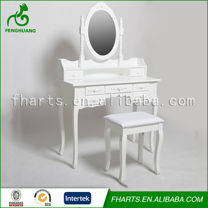 Blanco brillante Soporte De Madera Dormitorio <span class=keywords><strong>Vestidor</strong></span> Espejo - Product Image 2