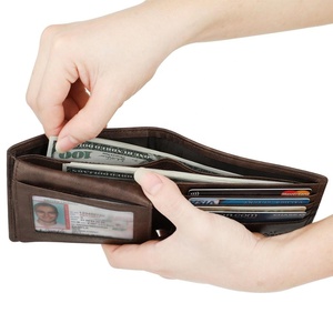Tasca frontale breve portafoglio per gli uomini, clip dei soldi del cuoio bi fold wallet - Product Image 5