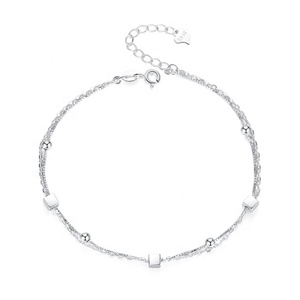 925 <span class=keywords><strong>argento</strong></span> Sterling bracciali donne ragazze doppio strato Multi pietra <span class=keywords><strong>argento</strong></span> cavigliere 925 per le donne - Product Image 1