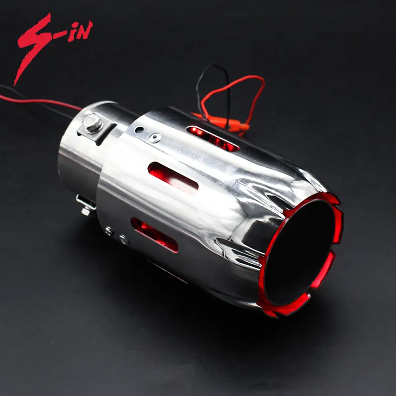New SS304 LED light Car Muffler Auto exhaust tip with Bolt Mounting