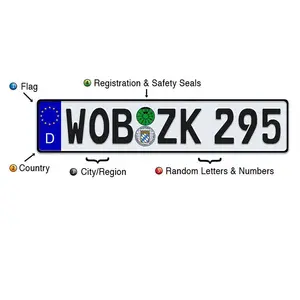 رقم لوحة ترخيص السيارة منقوش بنص مخصص بتصميم شخصي من الألومنيوم الأوروبي