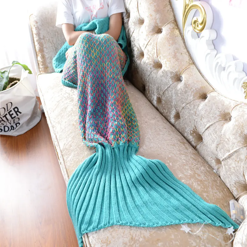 Nuovo Prodotto Della Coda Della Sirena Crochet Coperta In Pile