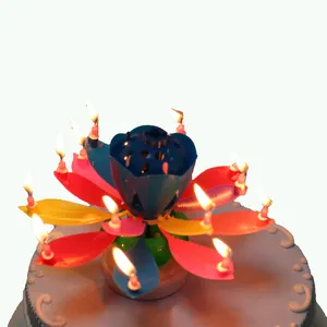 Top-seller di Fuochi D'artificio Double-layer Fiore Magico gioco di Musica Di Compleanno Candele Per La Decorazione Del Partito