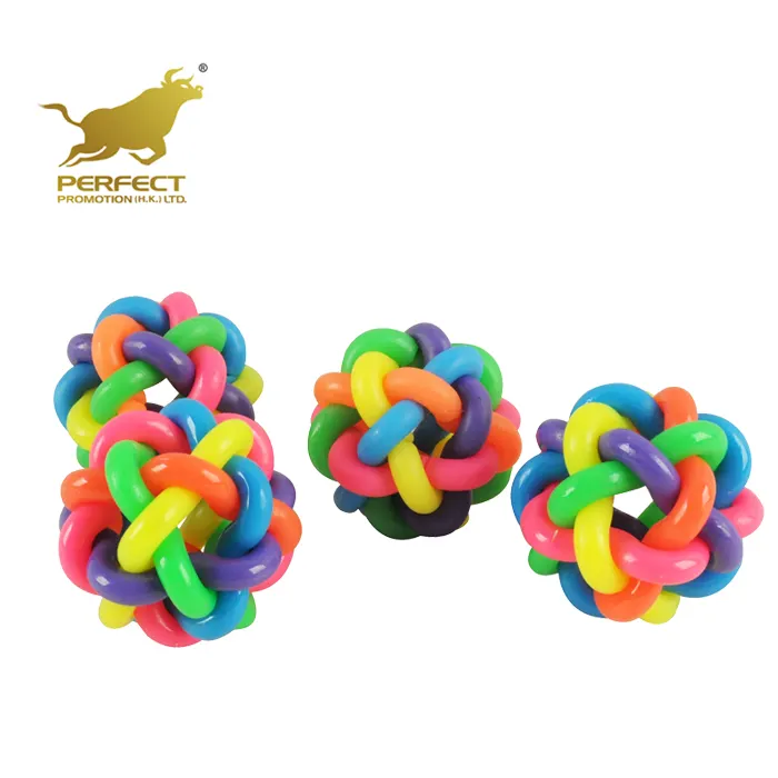 5,3 см снятие стресса Радужный вязальный шар с высоким прыжком резиновые шарики для собак