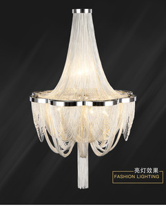 Lampadario Vintage Stile Impero Francese con Catena in Alluminio, Lampada <span class=keywords><strong>a</strong></span> <span class=keywords><strong>Sospensione</strong></span> <span class=keywords><strong>per</strong></span> <span class=keywords><strong>Soggiorno</strong></span> MD85219 - Product Image 5