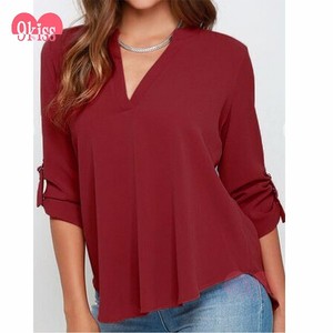 9 beso V Cuello Ocasionales Flojos Esposadas Últimos Diseños Blusa de Las <span class=keywords><strong>Mujeres</strong></span> - Product Image 4